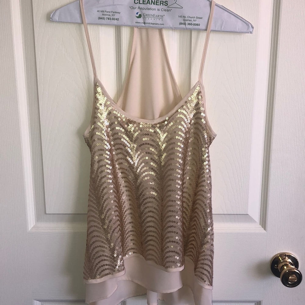 Sequined Flowy Chiffon Tank